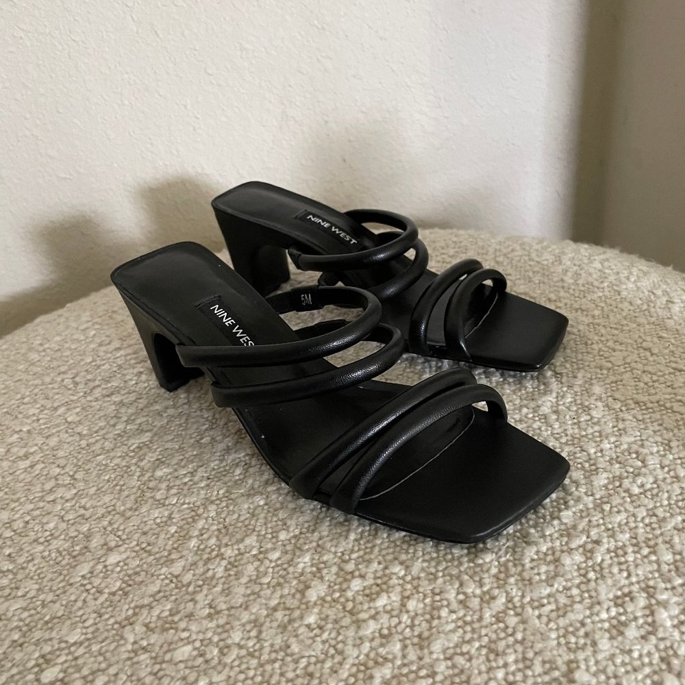 Nine West Black Heeled Sandals Size 5- Never worn